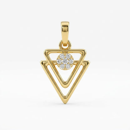 Minimal Triangle Sparkle Diamond Gold Pendant