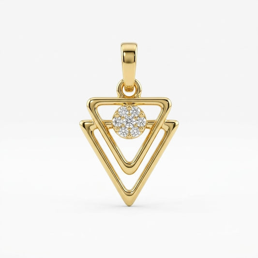 Minimal Triangle Sparkle Diamond Gold Pendant