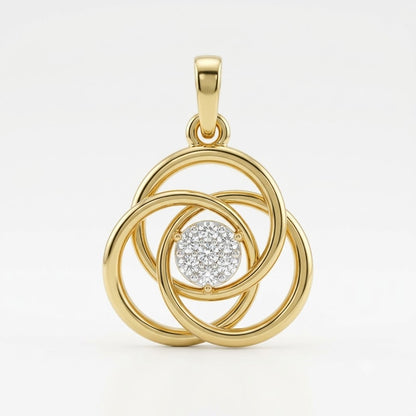 Graceful Intertwined Loop Sparkle Diamond Gold Pendant