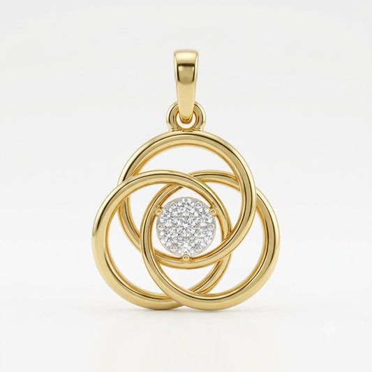 Graceful Intertwined Loop Sparkle Diamond Gold Pendant