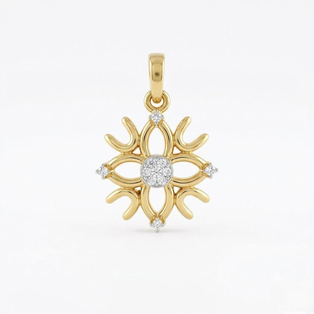Radiant Floral Harmony Pendant Diamond Gold Pendant