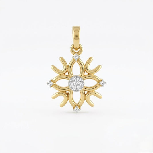 Radiant Floral Harmony Pendant Diamond Gold Pendant