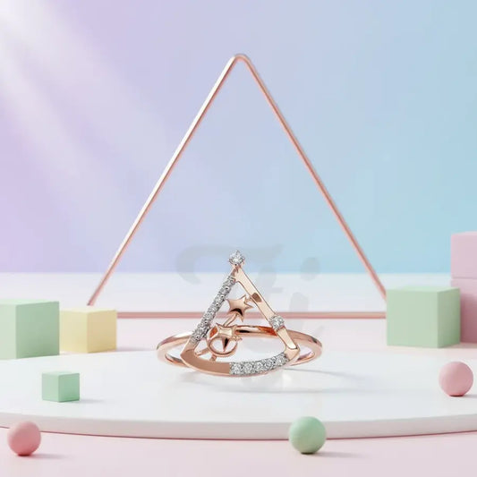 Cosmic Triangle Gold Ring
