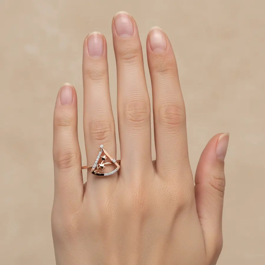 Cosmic Triangle Gold Ring