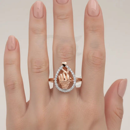 Korean Heart Gold Ring