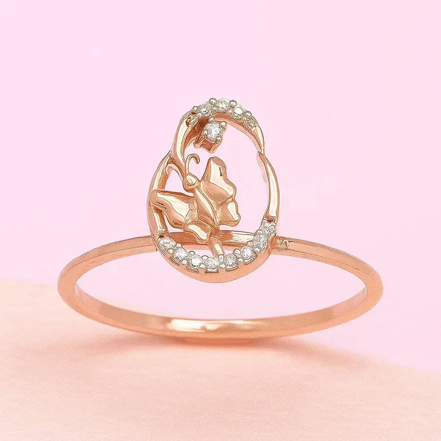 Oval Butterfly Gold Ring