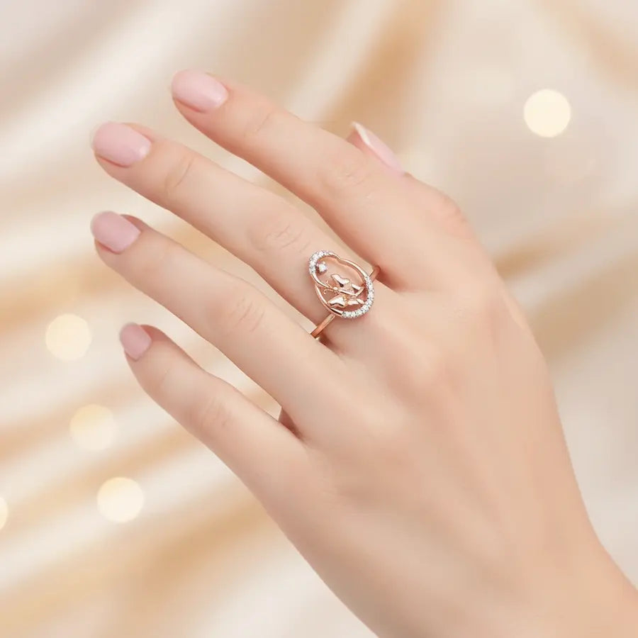 Oval Butterfly Gold Ring
