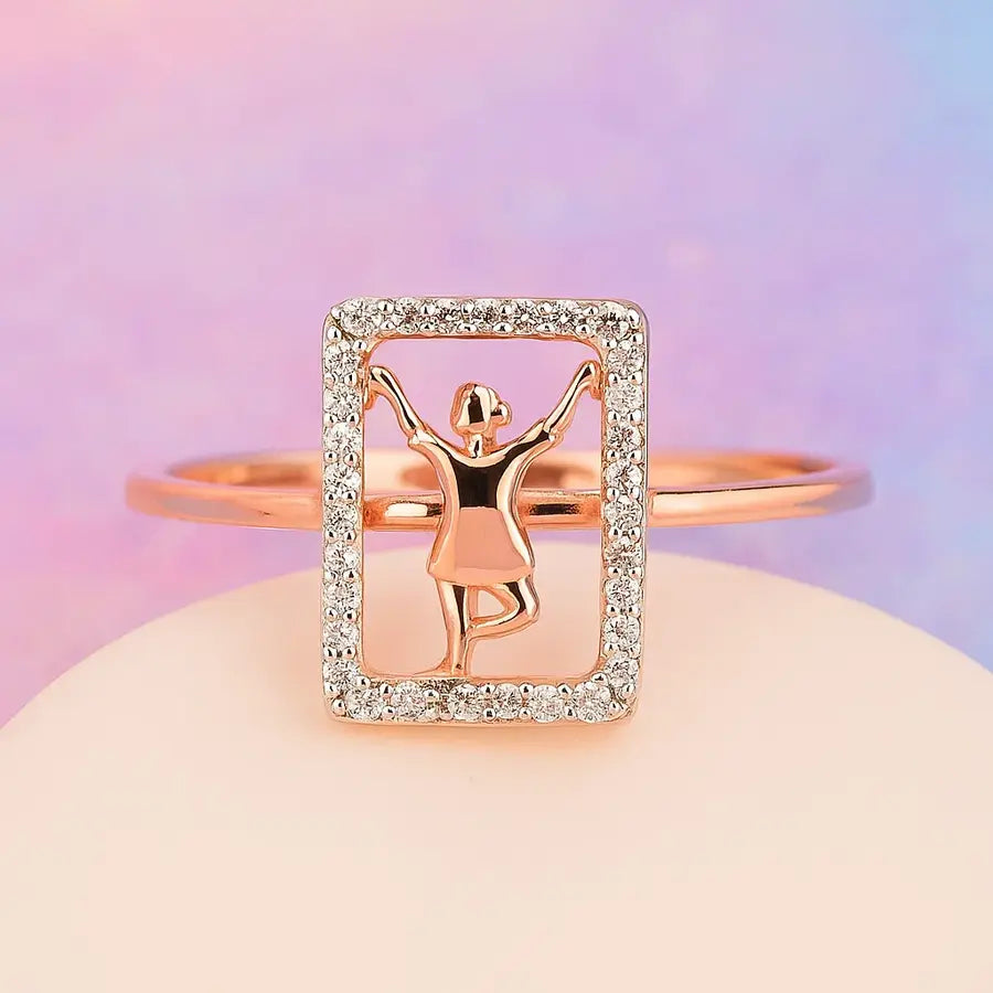 Dancing Girl Frame Gold Ring