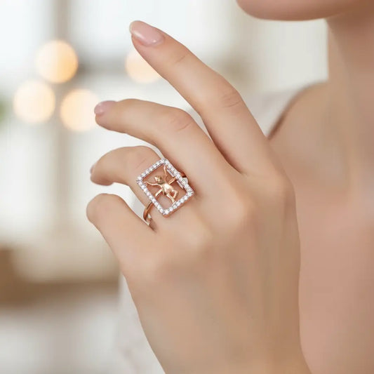 Dancing Girl Frame Gold Ring