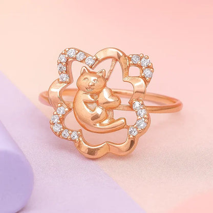 Heart Cat Gold Ring