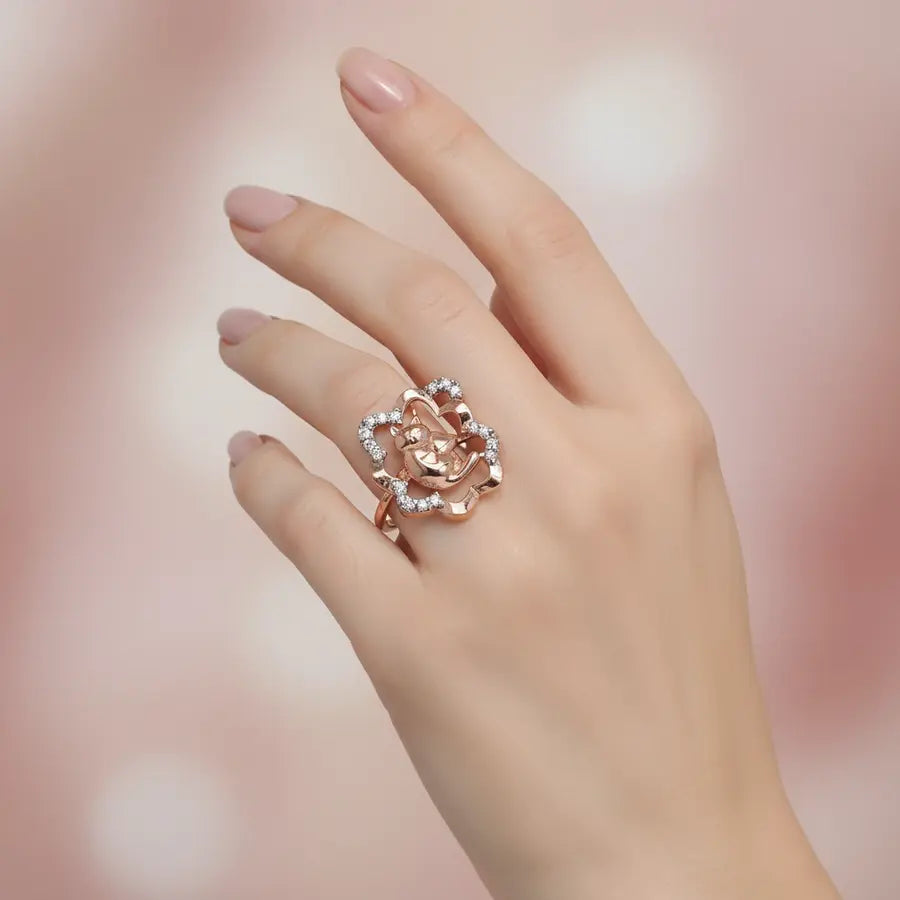 Heart Cat Gold Ring