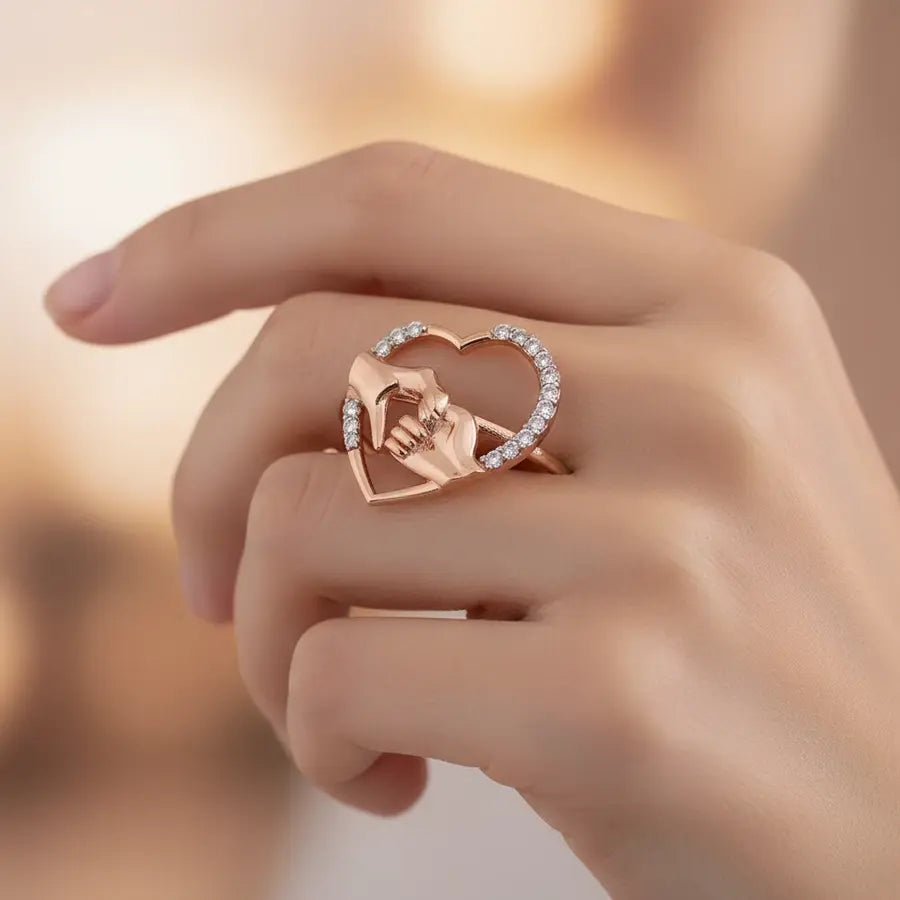 Holding Hands Gold Ring