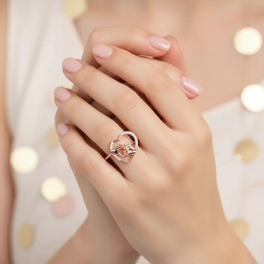 Holding Hands Gold Ring