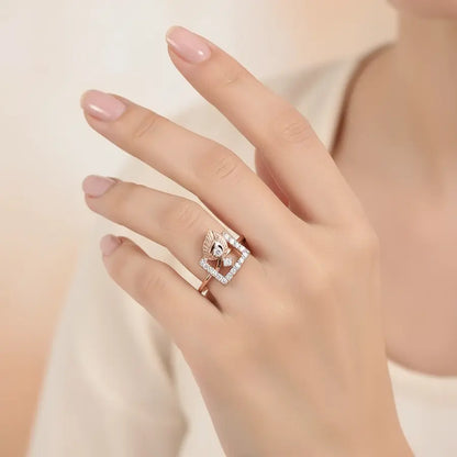 Feather Square Gold Ring