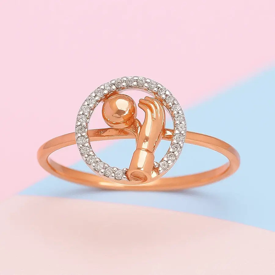 Hand and Globe Gold Ring
