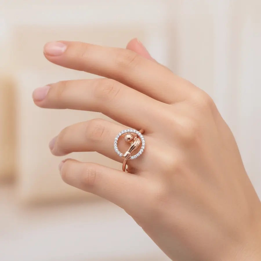 Hand and Globe Gold Ring