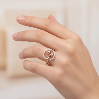 Hand and Globe Gold Ring