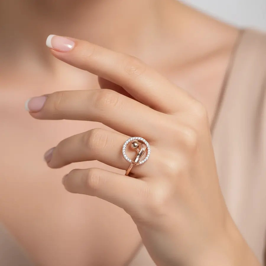 Hand and Globe Gold Ring