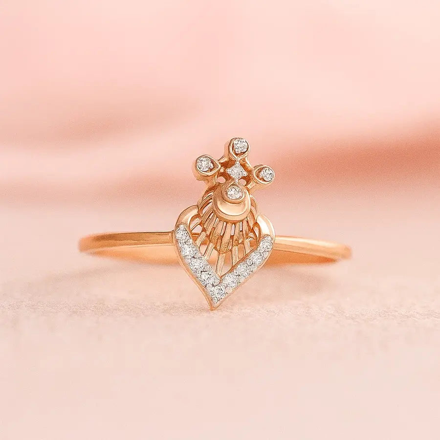 Crowned Feather Gold Ring