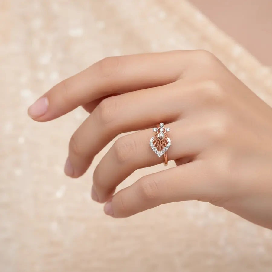 Crowned Feather Gold Ring