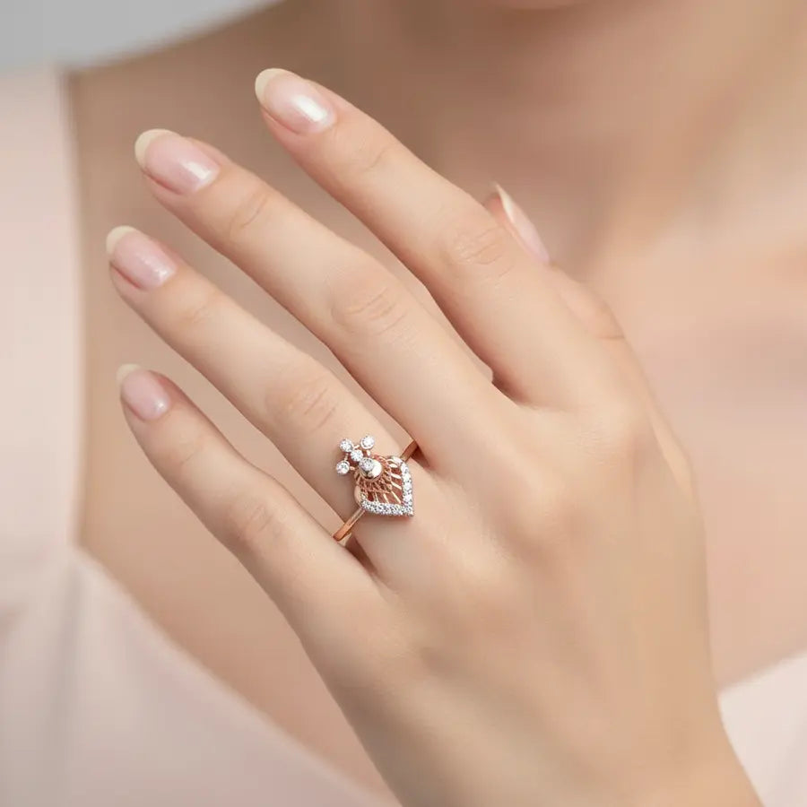 Crowned Feather Gold Ring