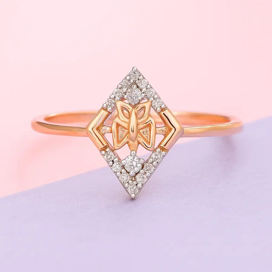 Butterfly Diamond Gold Ring