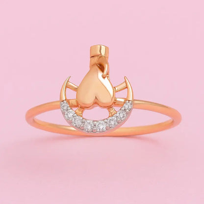 Heart Moon Gold Ring