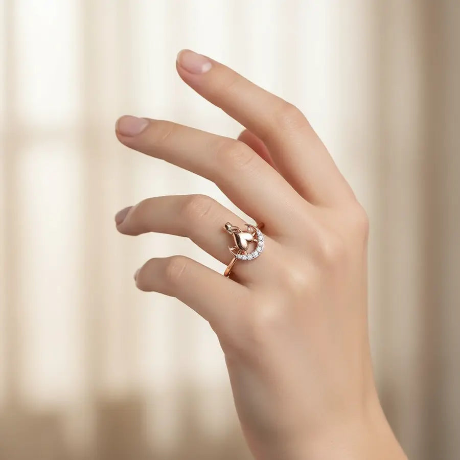 Heart Moon Gold Ring