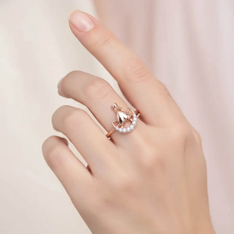 Heart Moon Gold Ring