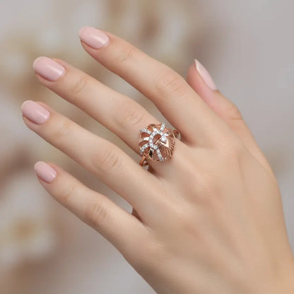 Spiral Peacock Feather Gold Ring