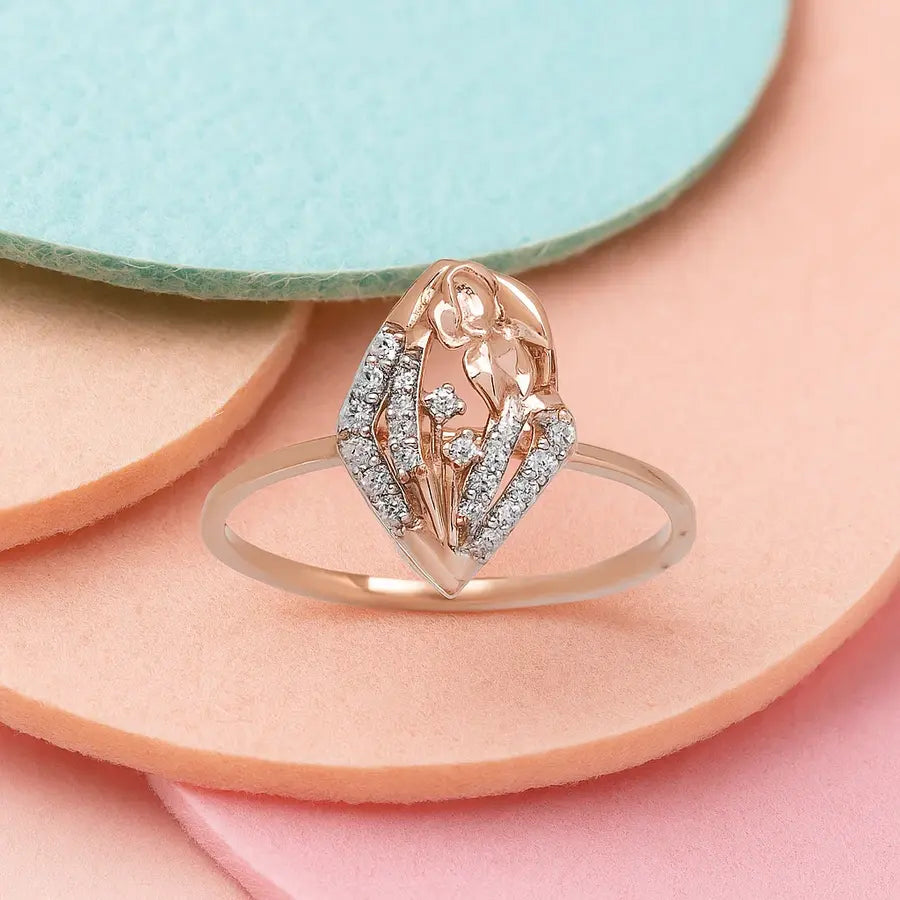 Butterfly Diamond Frame Gold Ring