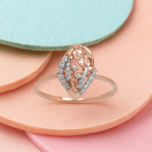 Butterfly Diamond Frame Gold Ring