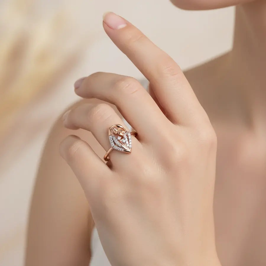 Butterfly Diamond Frame Gold Ring