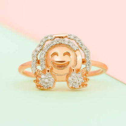 Open Hands Smiley Gold Ring