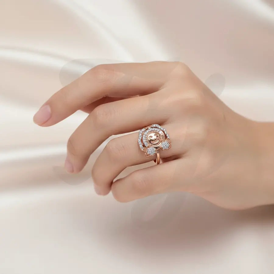 Open Hands Smiley Gold Ring