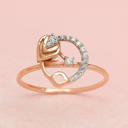 Circle Peacock Feather Gold Ring