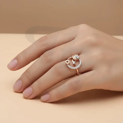 Circle Peacock Feather Gold Ring