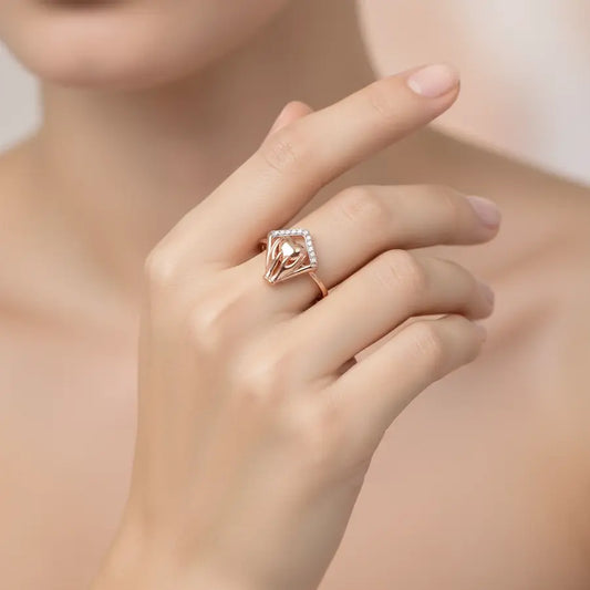 Diamond Heart Hands Gold Ring