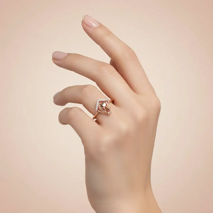 Diamond Heart Hands Gold Ring
