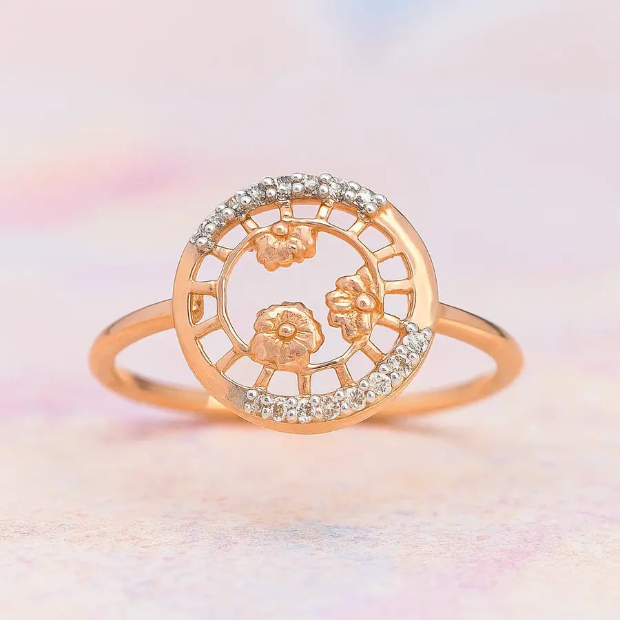 Floral Wheel Gold Ring