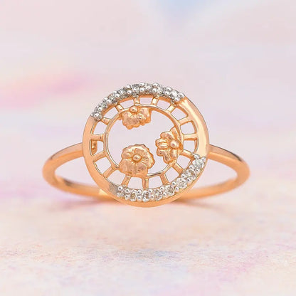 Floral Wheel Gold Ring