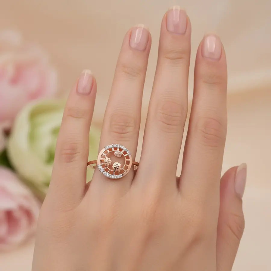 Floral Wheel Gold Ring