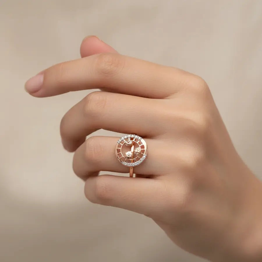 Floral Wheel Gold Ring