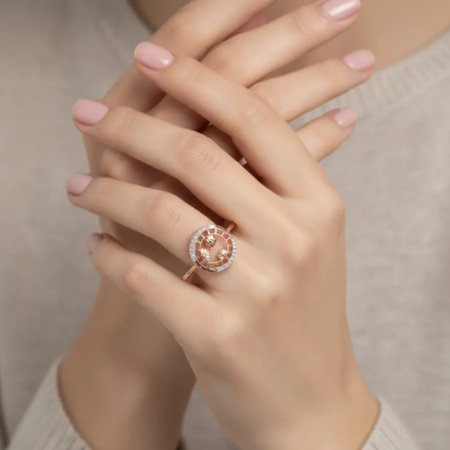 Floral Wheel Gold Ring