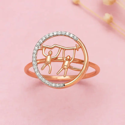 Petal Butterfly Circle Gold Ring