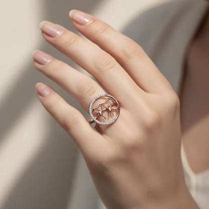 Petal Butterfly Circle Gold Ring