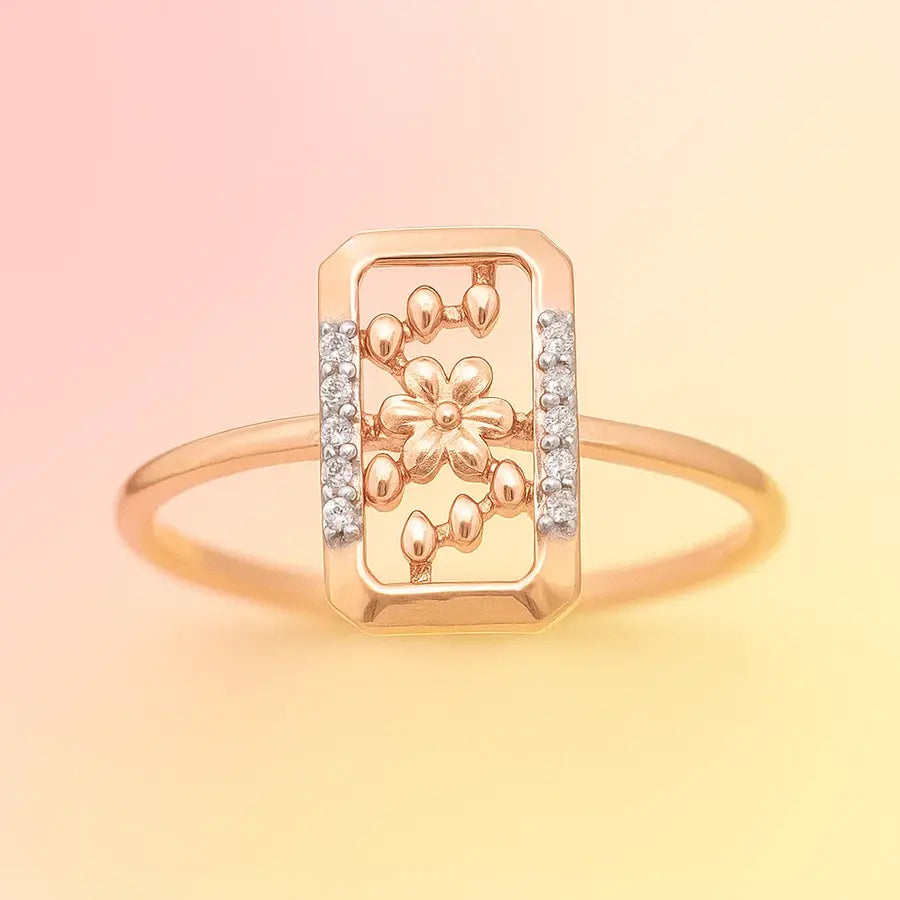 Floral Bloom Frame Gold Ring
