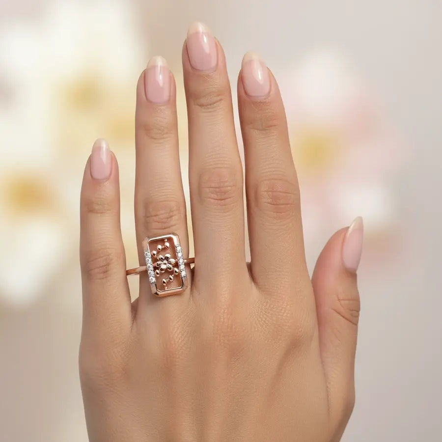 Floral Bloom Frame Gold Ring