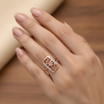 Floral Bloom Frame Gold Ring
