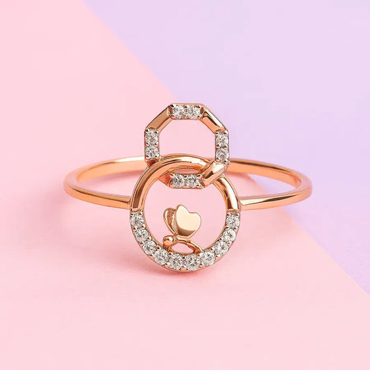 Butterfly Hexagon Circle Gold Ring